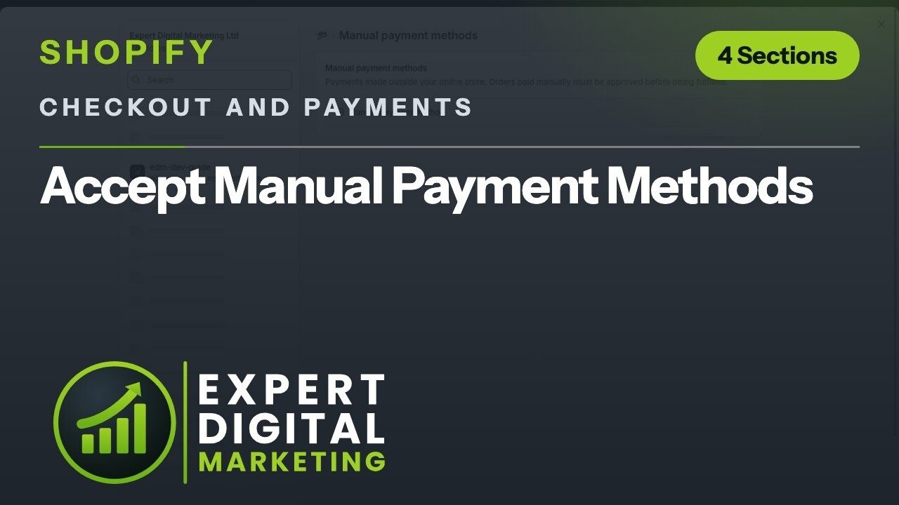Title card for the Shopify admin video Accept Manual Payment Methods