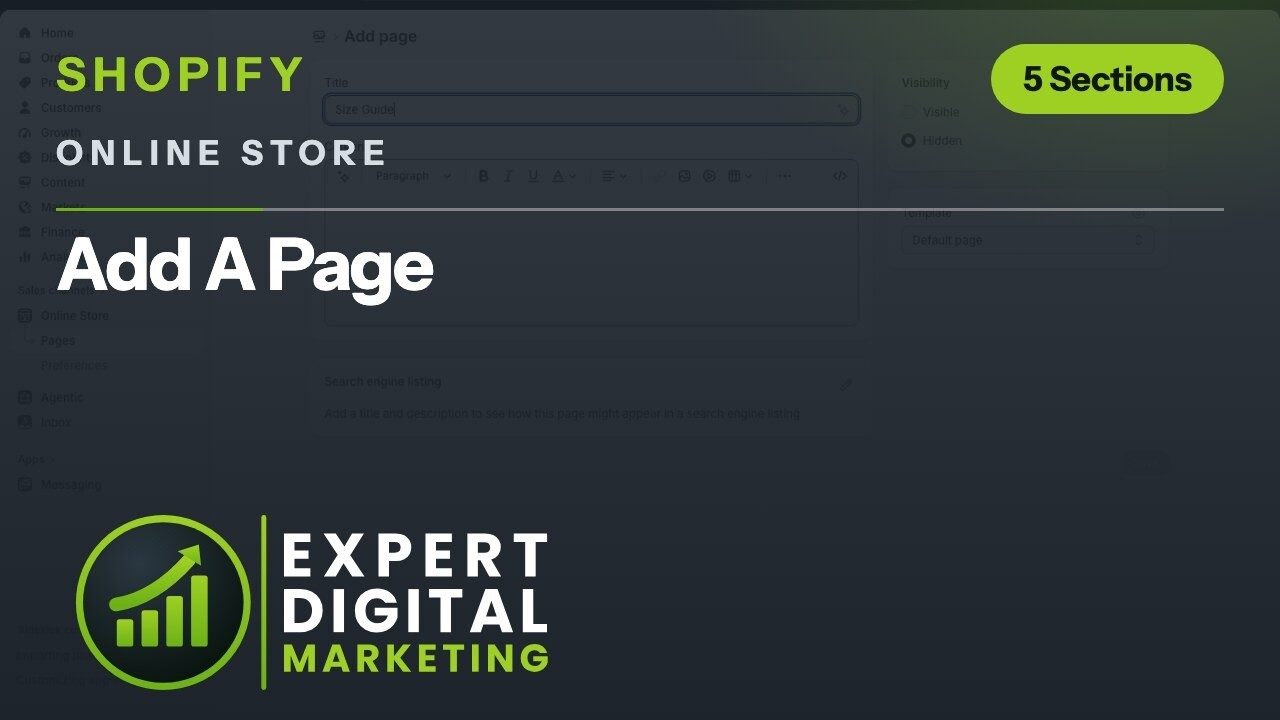 Title card for the Shopify admin video Add A Page