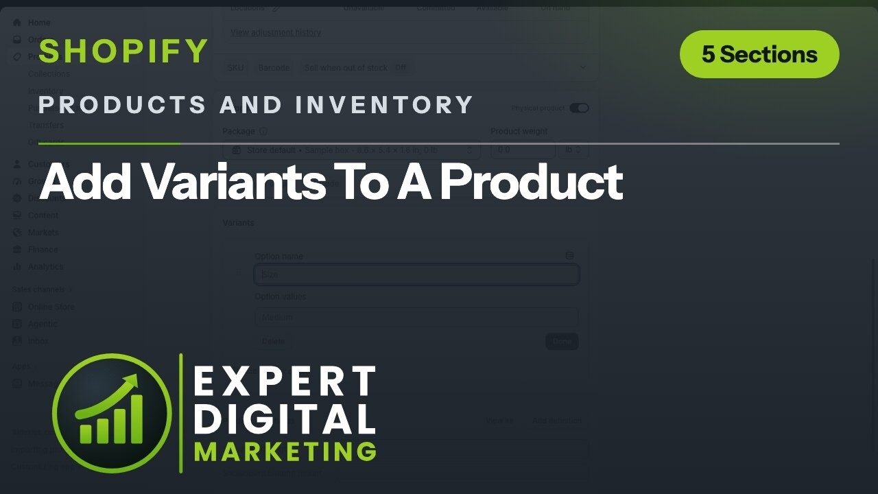 Title card for the Shopify admin video Add Variants To A Product