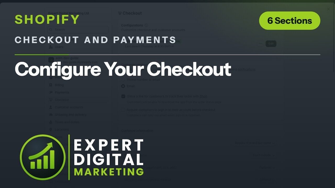 Title card for the Shopify admin video Configure Your Checkout