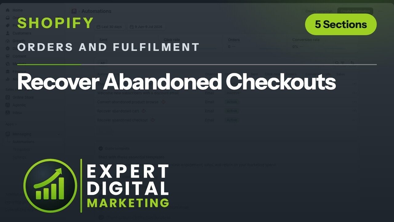 Title card for the Shopify admin video Recover Abandoned Checkouts