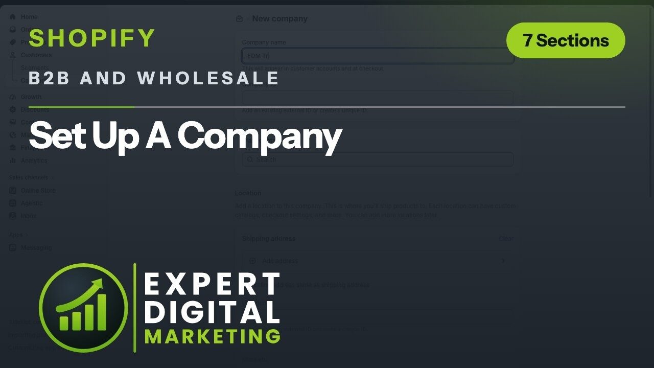 Title card for the Shopify admin video Set Up A Company