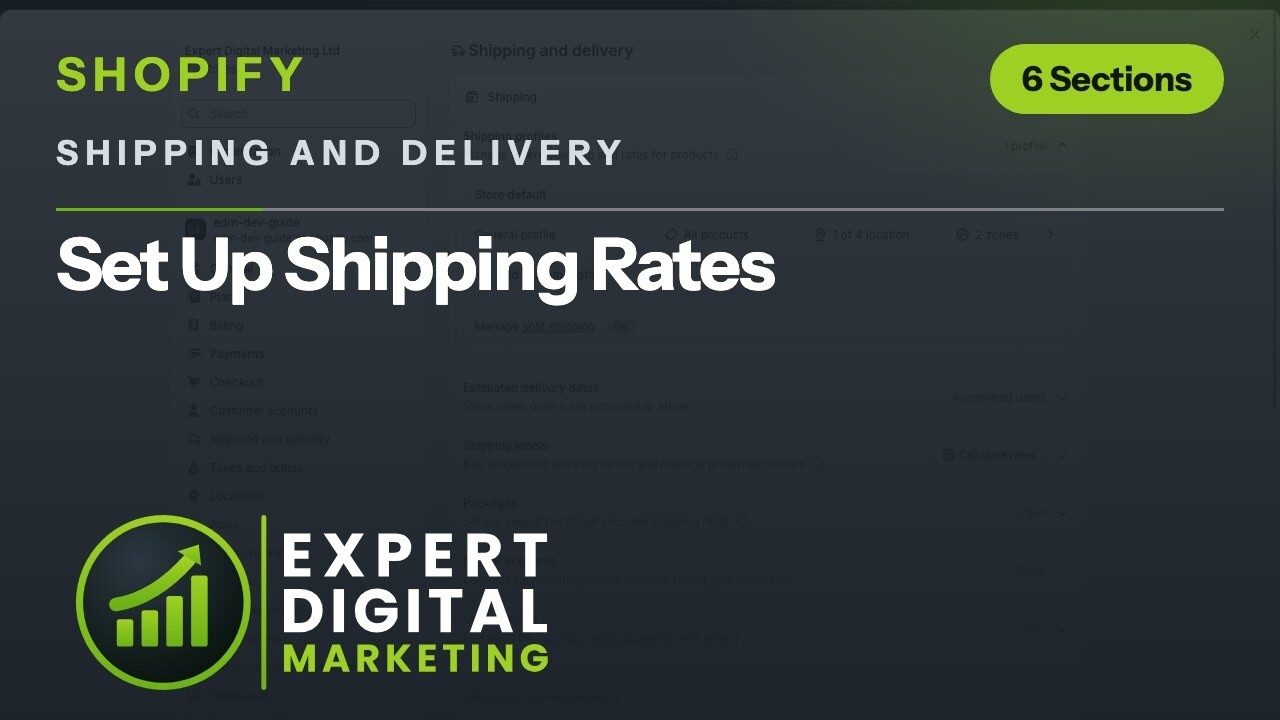 Title card for the Shopify admin video Set Up Shipping Rates
