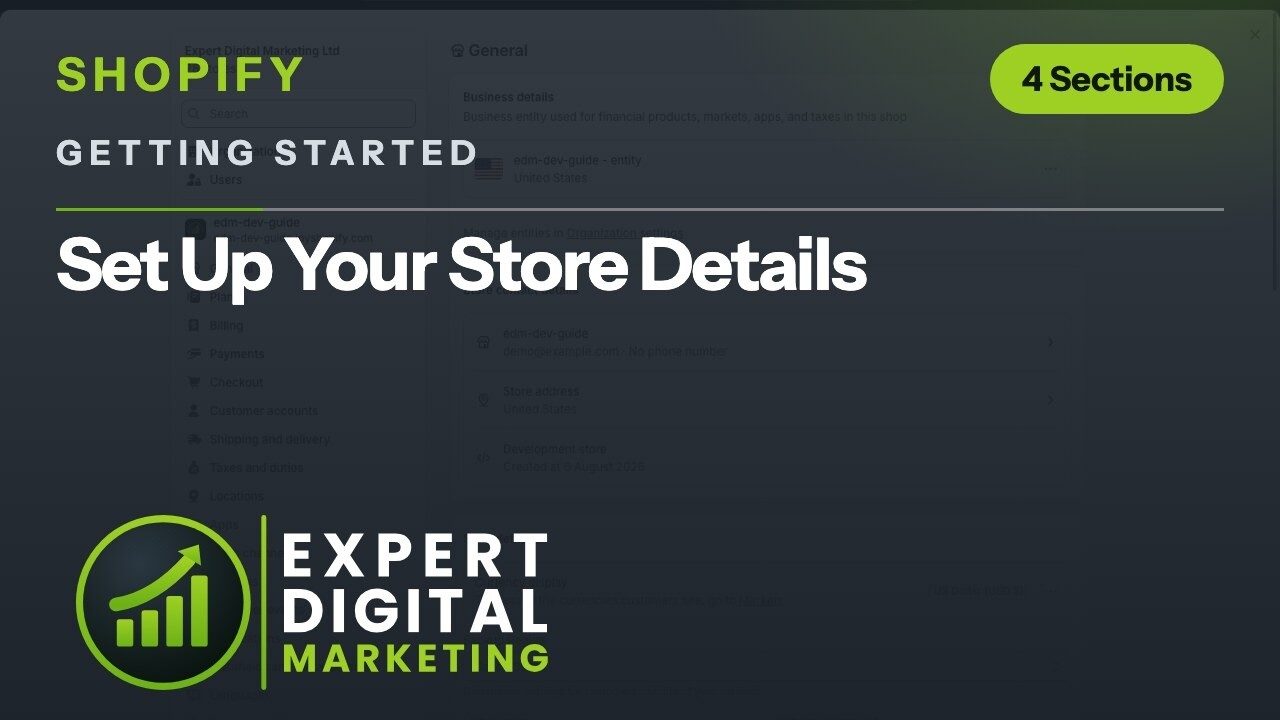 Title card for the Shopify admin video Set Up Your Store Details