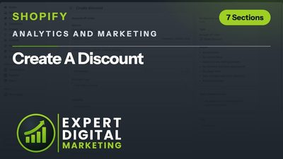 Title card for the Shopify admin video Create A Discount