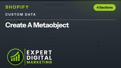 Title card for the Shopify admin video Create A Metaobject