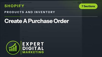 Title card for the Shopify admin video Create A Purchase Order