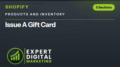 Title card for the Shopify admin video Issue A Gift Card