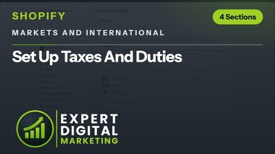 Title card for the Shopify admin video Set Up Taxes And Duties