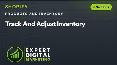 Title card for the Shopify admin video Track And Adjust Inventory