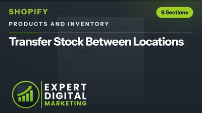 Title card for the Shopify admin video Transfer Stock Between Locations