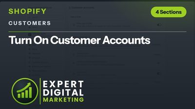 Title card for the Shopify admin video Turn On Customer Accounts